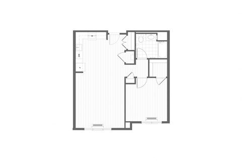 Floor plan for 1 bed, 1 bath, 737 sqft